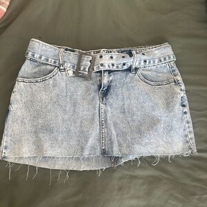 Denim Mini Skirt with Belt